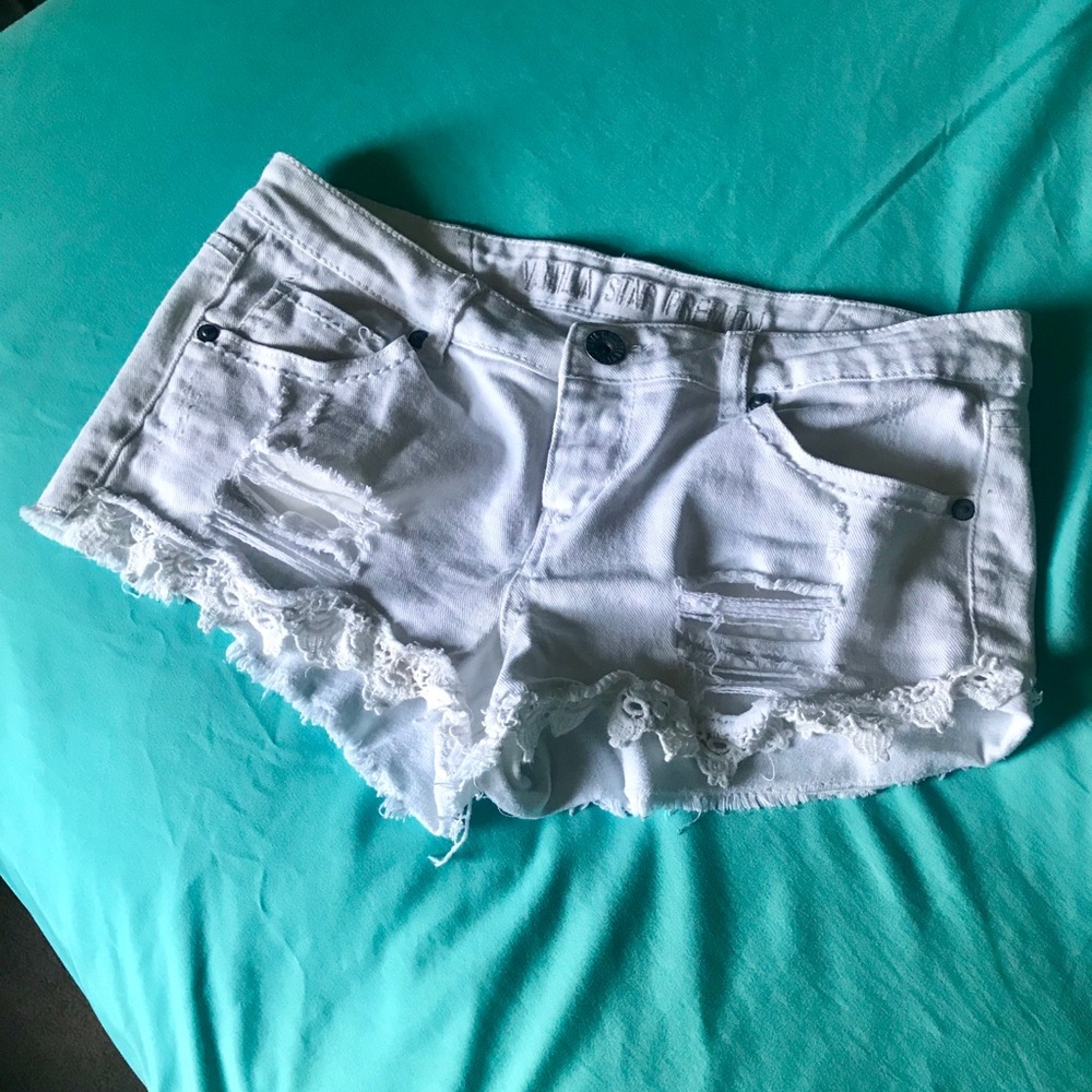 White Distressed Shorts